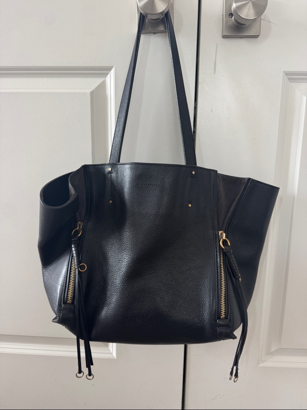 Chloe Black Leather Tote with Gold Hardware